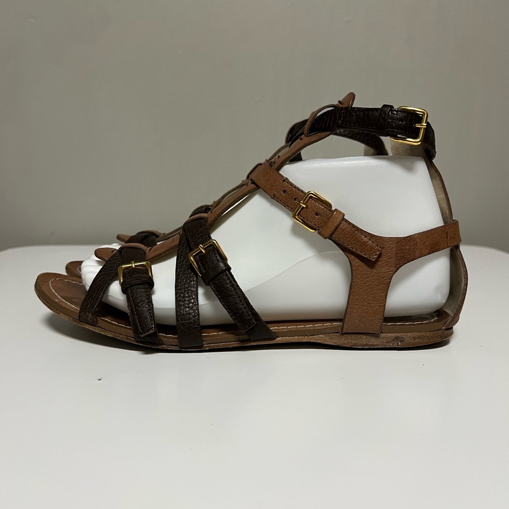 Miu Miu women flat strappy Daino summer leather gladiator sandal EU 38.5 US 8.5